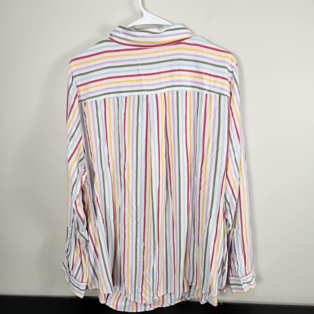 Torrid NWT Shirt Top Womens 3X Lizzie Rayon Crepe Button Up Long Sleeve Striped - Picture 3 of 13